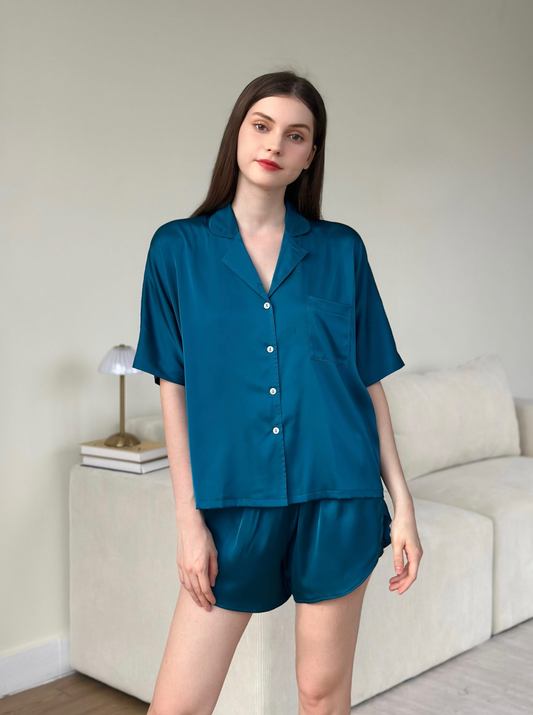 Classic Short-Sleeve Satin Pyjama Set
