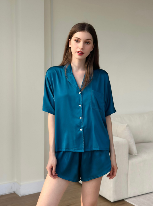 Classic Short-Sleeve Satin Pyjama Set